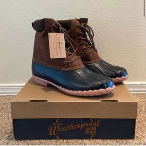 NWT Size 8 Mens Weatherproof Mens Adam Leather Round Toe Mid-Calf Duck Shoes